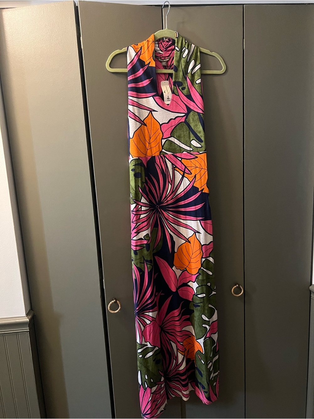 Tommy Bahama Pink Green Orange Tropical Maxi Dress